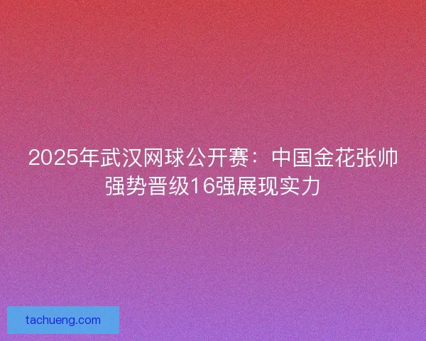 2025年武汉网球公开赛：中国金花张帅强势晋级16强展现实力